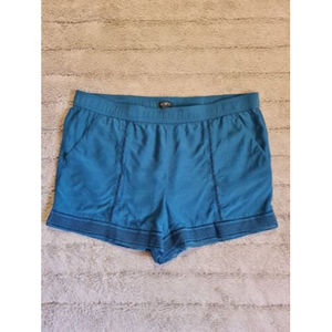 Ann Taylor LOFT Elastic Waist Lace Trim Shorts Size L Teal Green